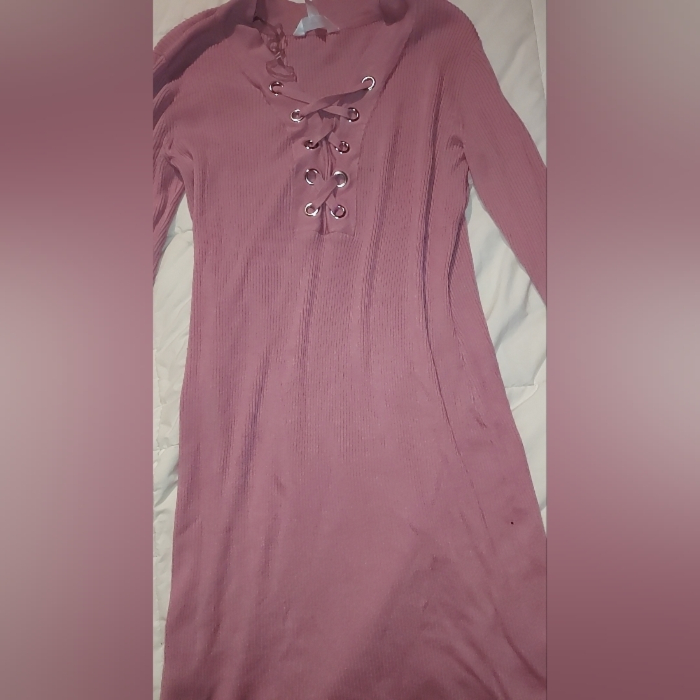 Pink Lace-Up Dress